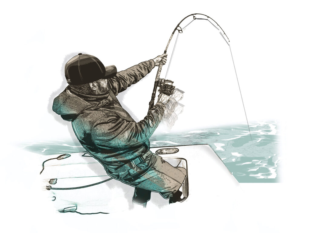 Reeling against drag when fishing