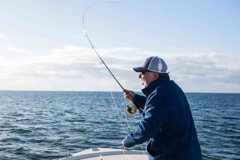 Casting a fly in the ocean