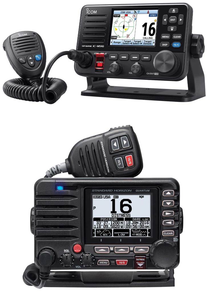 VHF radios with built-in AIS receivers
