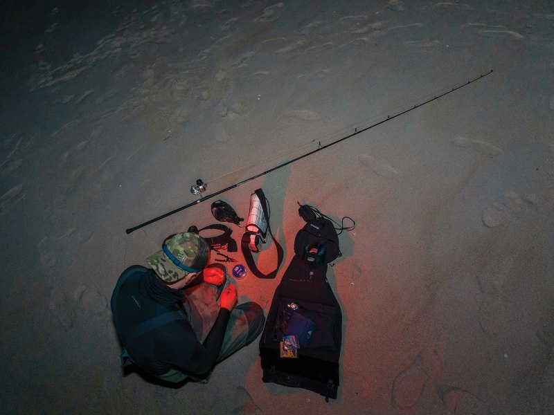 Surf fishing after dark